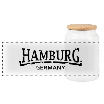 Hamburg - Panorama Keksdose mit Holzdeckel - Weiß - Vorne