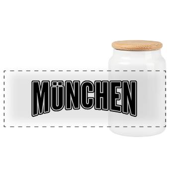 Muenchen - Panorama Keksdose mit Holzdeckel - Weiß - Vorne