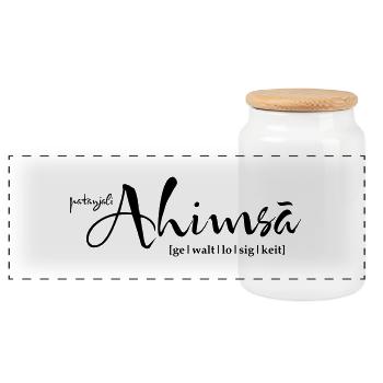 yoga ahimsa gewaltlosigkeit - Panorama Keksdose mit Holzdeckel - Weiß - Vorne
