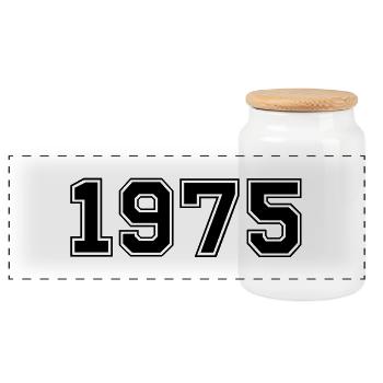 1975 - Panoramic Cookie Jar with Wooden Lid - white - Front