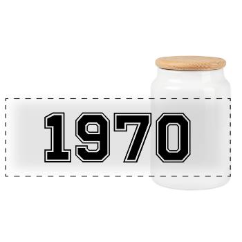 1970 - Boîte à biscuits avec couvercle en bois - blanc - Devant