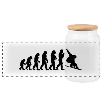 snowboard evolution - Panorama Keksdose mit Holzdeckel - Weiß - Vorne