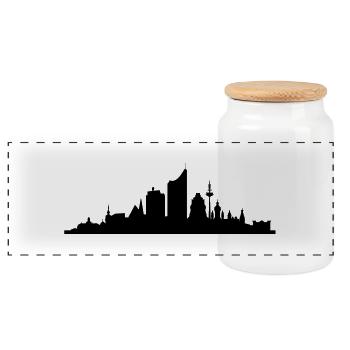 Skyline Leipzig central - Boîte à biscuits avec couvercle en bois - blanc - Devant