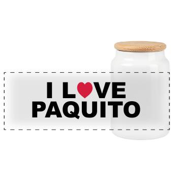 love paquito - Boîte à biscuits avec couvercle en bois - blanc - Devant