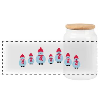 bonhomme de neige équipage - Boîte à biscuits avec couvercle en bois - blanc - Devant