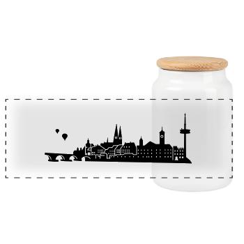 Regensburg Skyline - Boîte à biscuits avec couvercle en bois - blanc - Devant