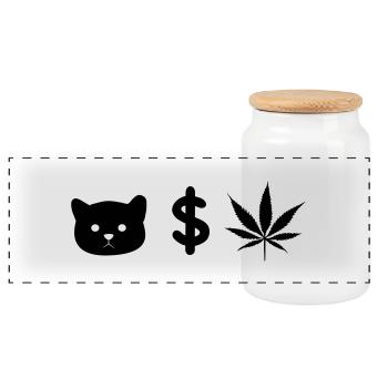 CHAT ARGENT MAUVAISES HERBES - Boîte à biscuits avec couvercle en bois - blanc - Devant