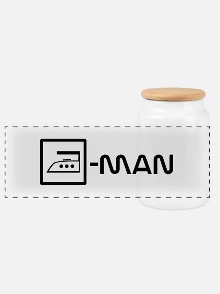 ironing man - Panorama Keksdose mit Holzdeckel - Weiß