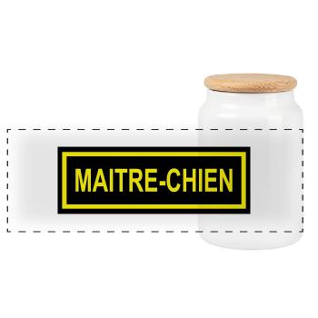 Ecusson Maitre-Chien horiz 2c - Boîte à biscuits avec couvercle en bois - blanc - Devant