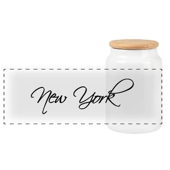 New York - Panoramic Cookie Jar with Wooden Lid - white - Front