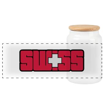 Swiss - Boîte à biscuits avec couvercle en bois - blanc - Devant