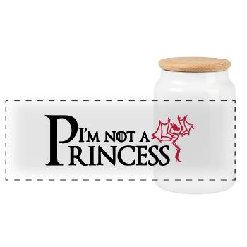 I'm not a Princess - Panorama Keksdose mit Holzdeckel - Weiß - Vorne