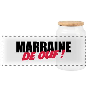 Marraine de ouf ! - Boîte à biscuits avec couvercle en bois - blanc - Devant