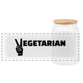 Vegetarier - Panorama Keksdose mit Holzdeckel - Weiß - Vorne