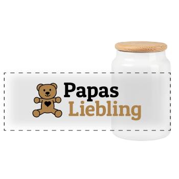 Papas Liebling - Panorama Keksdose mit Holzdeckel - Weiß - Vorne