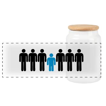 Short Man - Panoramic Cookie Jar with Wooden Lid - white - Front