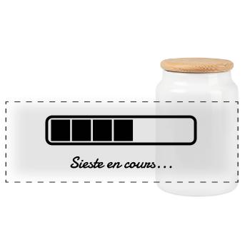 Sieste en cours - Humour - Drôle - Blague - Fun - Boîte à biscuits avec couvercle en bois - blanc - Devant