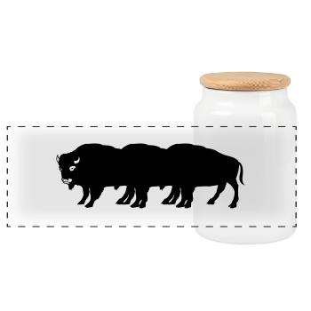 bisons - Boîte à biscuits avec couvercle en bois - blanc - Devant