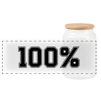 100 - Panoramic Cookie Jar with Wooden Lid - white - Front