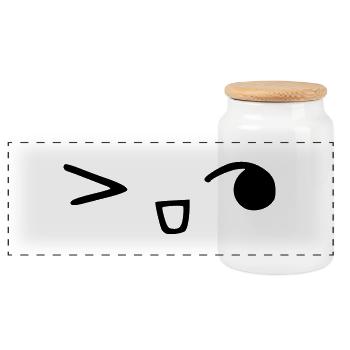 kawaii_face_8 - Panorama Keksdose mit Holzdeckel - Weiß - Vorne