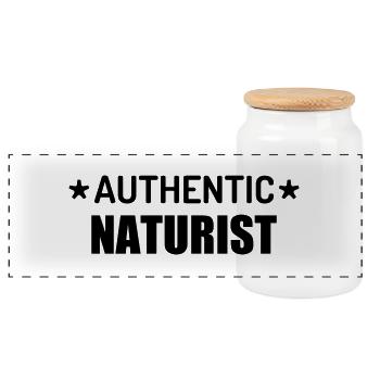 Naturism Naturist FKK Naturisme Naturiste Nudist - Panoramic Cookie Jar with Wooden Lid - white - Front