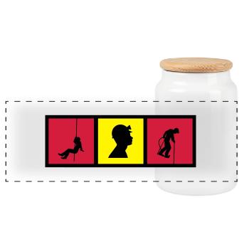 spéléologue / spéléologie / spéléo / alpiniste - Boîte à biscuits avec couvercle en bois - blanc - Devant