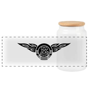 GDR flames crest 1c - Boîte à biscuits avec couvercle en bois - blanc - Devant