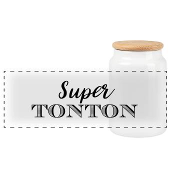 Super Tonton - Boîte à biscuits avec couvercle en bois - blanc - Devant