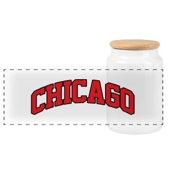 Logo Chicago : Design collégial au style urbain - Boîte à biscuits avec couvercle en bois - blanc - Devant