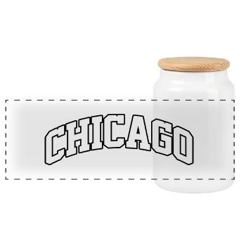 Logo Chicago : Design collégial au style urbain - Boîte à biscuits avec couvercle en bois - blanc - Devant