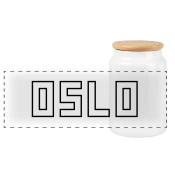 Oslo - Panorama Keksdose mit Holzdeckel - Weiß - Vorne