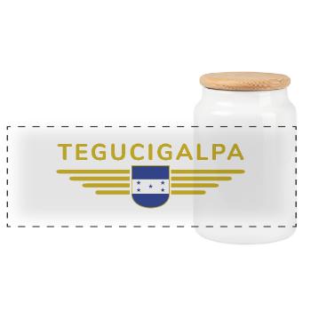 Tegucigalpa Fans T-Shirt Design - Panoramic Cookie Jar with Wooden Lid - white - Front