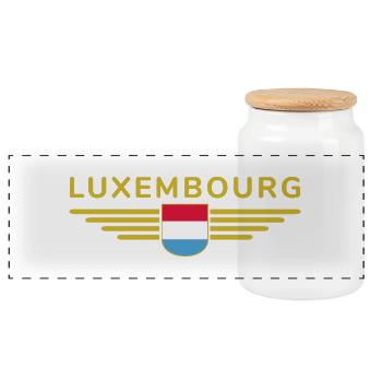 Luxembourg T-Shirt Design for Fans - Panoramic Cookie Jar with Wooden Lid - white - Front