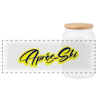 Après-ski - Panoramic Cookie Jar with Wooden Lid - white - Front