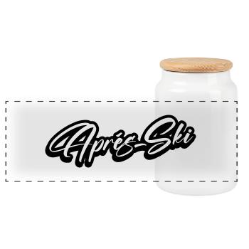 Après-ski - Panoramic Cookie Jar with Wooden Lid - white - Front
