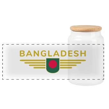 Bangladesch Design – Stolz & Kultur - Panorama Keksdose mit Holzdeckel - Weiß - Vorne
