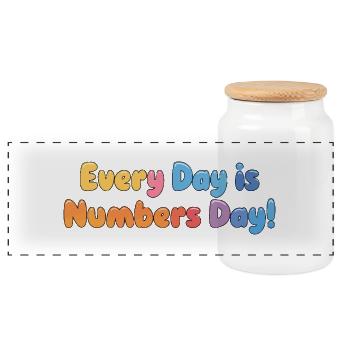 NUMBER DAY - Panoramic Cookie Jar with Wooden Lid - white - Front