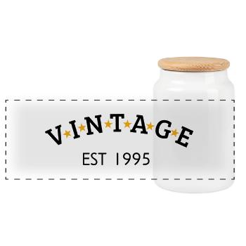 Vintage est 1995 - Boîte à biscuits avec couvercle en bois - blanc - Devant