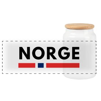 Norwegen - Panorama Keksdose mit Holzdeckel - Weiß - Vorne