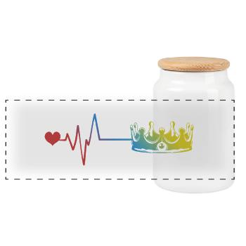 Crown King Pulse Heartbeat - Panoramic Cookie Jar with Wooden Lid - white - Front