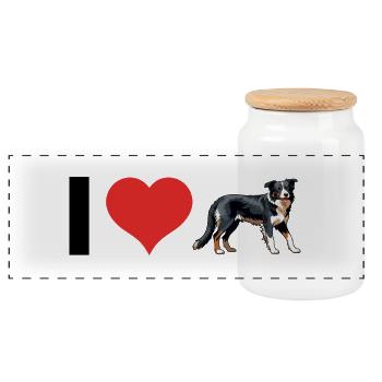 i Love Australian Shepherd - Pet Dog Design - Panorama Keksdose mit Holzdeckel - Weiß - Vorne