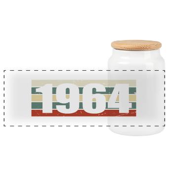 1964 Jahrgang 1964 Geschenk 1964 Geburtstag 1964 - Panorama Keksdose mit Holzdeckel - Weiß - Vorne