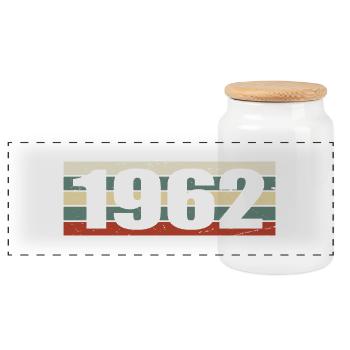 1962 Jahrgang 1962 Geschenk 1962 Geburtstag 1962 - Panorama Keksdose mit Holzdeckel - Weiß - Vorne