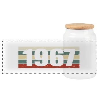 1967 Jahrgang 1967 Geschenk 1967 Geburtstag 1967 - Panorama Keksdose mit Holzdeckel - Weiß - Vorne