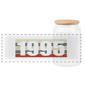 1995 Jahrgang 1995 Geschenk 1995 Geburtstag 1995 - Panorama Keksdose mit Holzdeckel - Weiß - Vorne