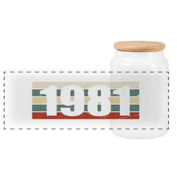 1981 Jahrgang 1981 Geschenk 1981 Geburtstag 1981 - Panorama Keksdose mit Holzdeckel - Weiß - Vorne