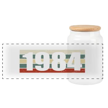 1984 Jahrgang 1984 Geschenk 1984 Geburtstag 1984 - Panorama Keksdose mit Holzdeckel - Weiß - Vorne