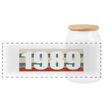 1989 Jahrgang 1989 Geschenk 1989 Geburtstag 1989 - Panorama Keksdose mit Holzdeckel - Weiß - Vorne