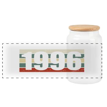 1996 Jahrgang 1996 Geschenk 1996 Geburtstag 1996 - Panorama Keksdose mit Holzdeckel - Weiß - Vorne