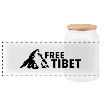 Free Tibet - Panorama Keksdose mit Holzdeckel - Weiß - Vorne